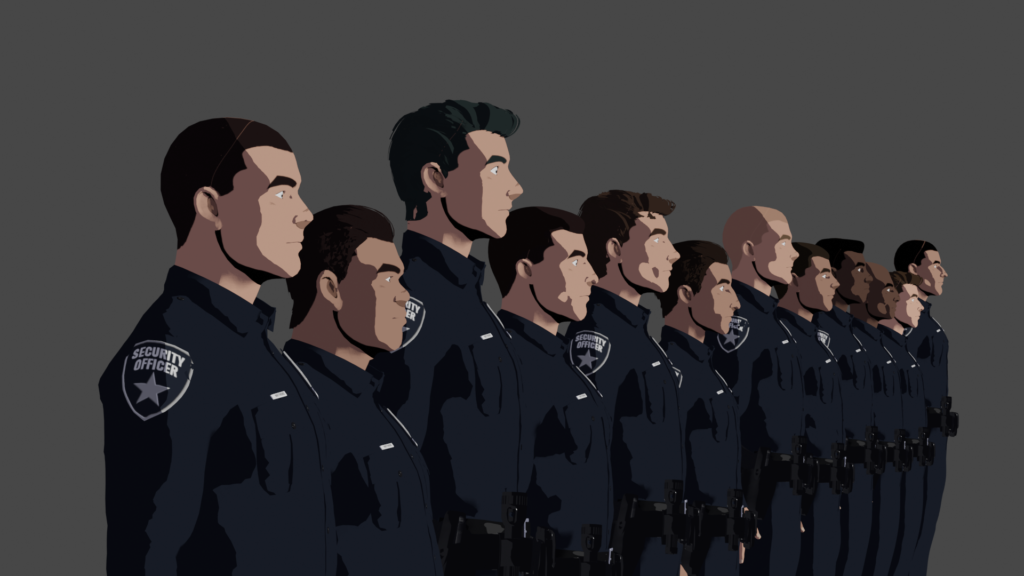 Guards created for the Black Widow fight test animation.